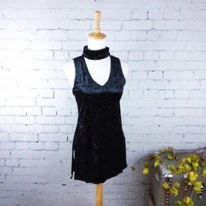 Heather by Bordeaux Crushed Velvet Abba Tank Black Small